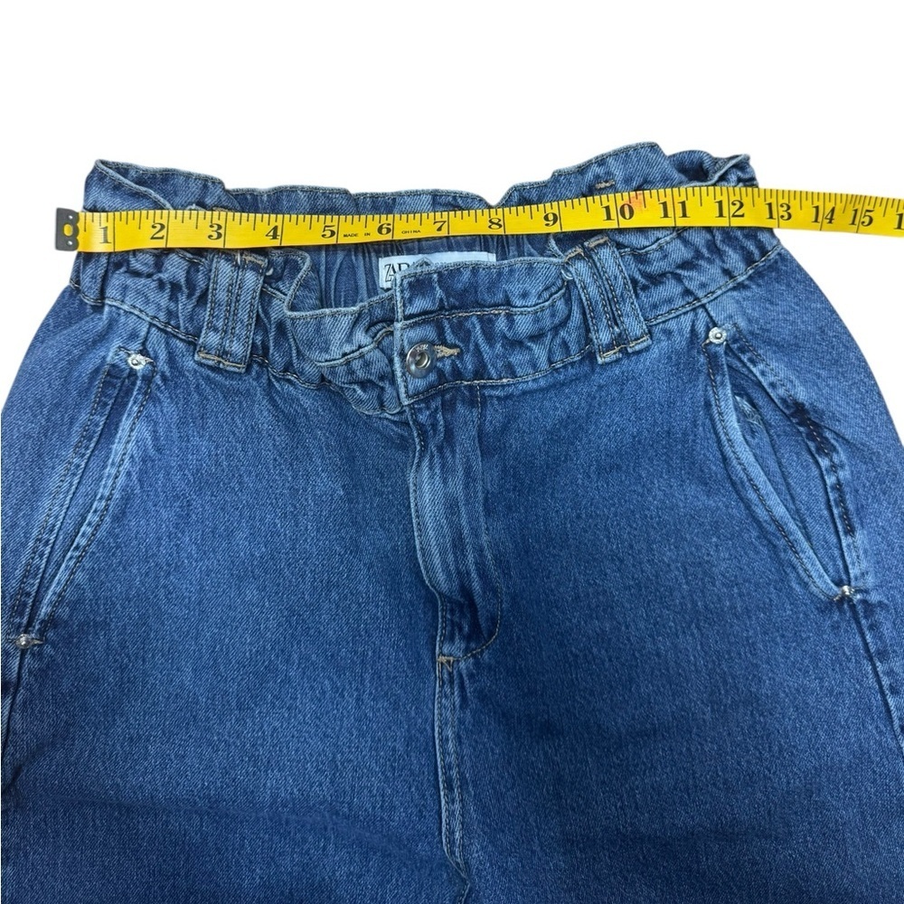 ZARA .Blue Ankle Cropped Jeans with Elastic Waistband - Picture 6 of 7